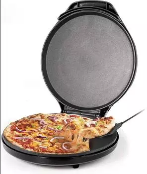 Пиццерия 12-дюймовая машина для приготовления пиццы, антипригарные пластины Духовка для пиццы и кальцоне, электрическая настольная духовка для дома или школы, 12-дюймовый гриль / сковородка для дома чёрный