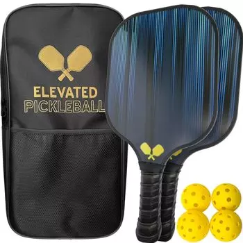 Pickleball Carbon Fiber Set of 2 4 Pickleball 1 Portable Carry Premium Quality Pickleball Paddle Set for Men and Women Paddle, Surface, Pickleballs,