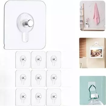 Picture Hangers Self Adhesive Picture Hangers Hooks Waterproof Adhesive Wall Hooks Wall Picture Hanger Wall Hangers for Home Kitchen Bathroom Office 10-pack