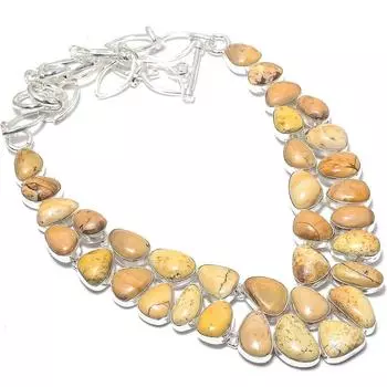 Picture Jasper Gemstone Handmade 925 Silver Jewelry Necklace 18 JCN484-15