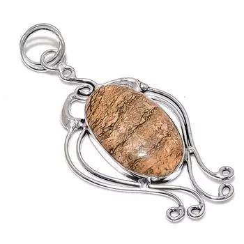 Picture Jasper Gemstone Handmade 925 Sterling Silver Jewelry Pendant 3.15 Y5R62
