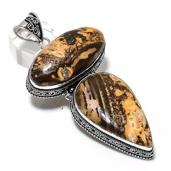 Picture Jasper Gemstone Handmade 925 Sterling Silver Jewelry Pendant 3.35 O8I69