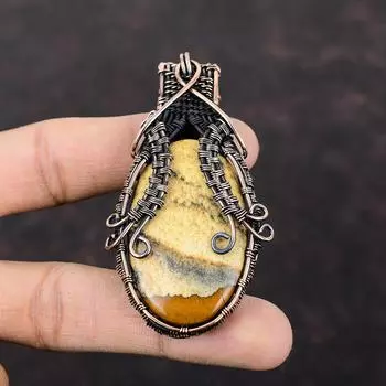 Picture Jasper Pendant Copper Wire Wrapped Pendant Gemstone Pendant Copper Wire Wrap Jewelry Latest Design Pendant Handmade Jewelry For Gift