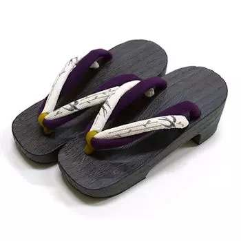 Pido Swallow Two Long Easy to walk cause S M L everyday healthy [kimonocafe] Women s Geta, Yukata, Heel, Embroidery, Stones, Seller, in, Doesn t pain, фиолетовый