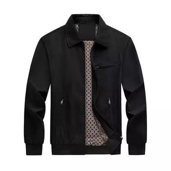 Пиджак из чистого хлопка, мужская куртка с лацканами для пап среднего возраста, весна и осень, повседневная мужская одежда L чёрный