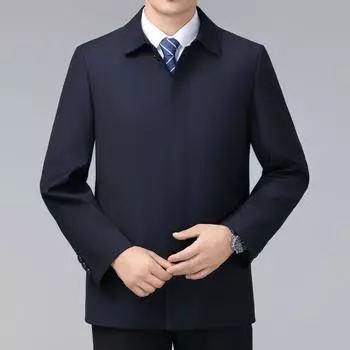 Пиджак из шелка Mulberry для мужчин среднего и пожилого возраста, повседневная утепленная куртка из бархата для папы, зимняя теплая куртка со свободными лацканами 170