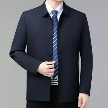 Пиджак из шелка Mulberry с открытыми пуговицами на весну и осень, тонкий деловой повседневный пиджак для мужчин среднего и пожилого возраста, пиджак с лацканами для государственных служащих 165