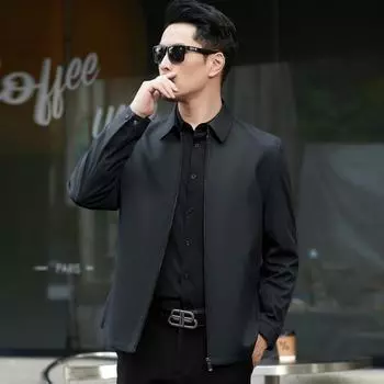 Пиджак из шелка тутового шелкопряда для мужчин среднего возраста, весенне-осенняя куртка с лацканами, деловой повседневный пиджак, мужской тонкий универсальный топ-топ в стиле папы 170