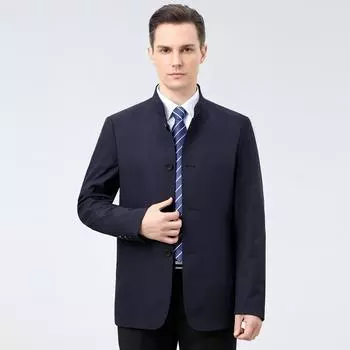 Пиджак мужской деловой повседневный однотонный с лацканами для папы среднего возраста, весна и осень, новая куртка мужская одежда 170