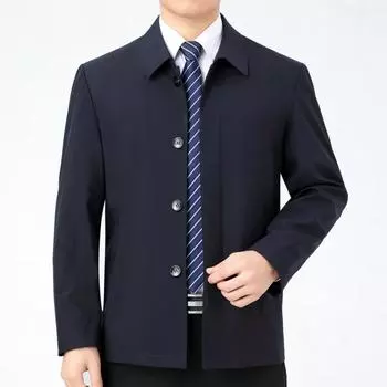 Пиджак мужской весенне-осенний, новый свободный деловой повседневный пиджак с лацканами для папы, для мужчин среднего и пожилого возраста, шелковый пиджак на пуговицах 170