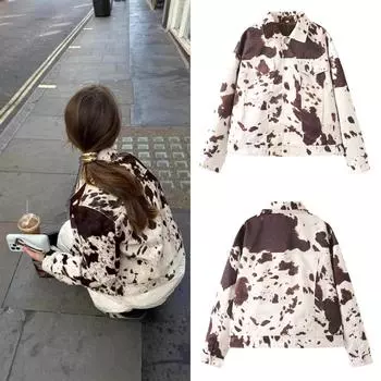 Пиджак с длинными рукавами и принтом на лацканах, европейский и американский модный женский однобортный пиджак с персонализированными карманами XS