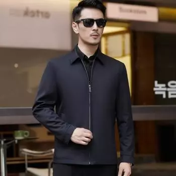 Пиджак с лацканами для мужчин среднего возраста, весенне-осенняя тонкая универсальная повседневная деловая куртка для пап среднего и пожилого возраста 170