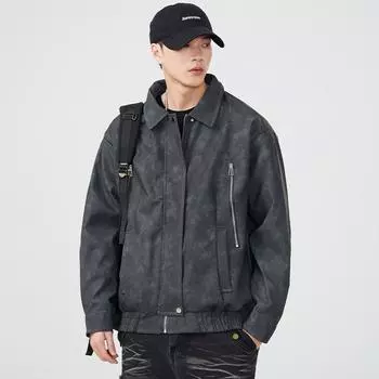 Пиджак с лацканами, мужская свободная куртка большого размера, универсальная, молодежная, повседневная, трендовая, японская, ретро-тенденция M коричневый