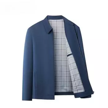 Пиджак с лацканами на молнии Деловая куртка для мужчин среднего возраста Пиджак для папы 170 чёрный