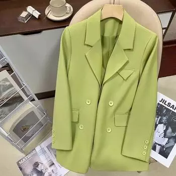 Пиджаки Костюмы Пиджак для Женщин Весна Осень Формальный Модный Деловой Весна Повседневный Черный Мини Пиджак Костюм S чёрный