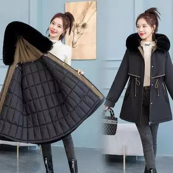 Pie Overcome Женская зимняя куртка 2024 года средней и длинной длины со съемной подкладкой, утепленная зимняя куртка с подкладкой M хаки