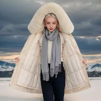 Pie Overed женское модное пальто с большим меховым воротником, съемное, одна одежда, три вида одежды, оснастка, хлопковое пальто M recommends 55 kg or less