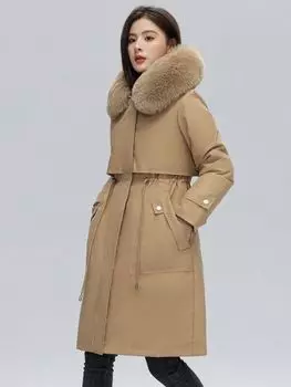 Pie Overtein женская пуховая хлопковая одежда талия большой размер съемная подкладка длинное пуховое хлопковое пальто пальто женское M чёрный