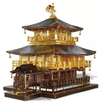 Piececool 3D Kinkakuji Знаменитая металлическая нано 3D сборка без клея 3 звезды сложности для коллекционной фигурки головоломка, металл, архитектура, строительство,