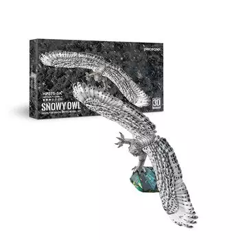 Piececool 3D Metal Snowy Owl Metallic Nano 3D Assembly No Glue 3 Star Difficulty For Intermediate Collection Figurine Puzzle, Animal, Puzzle, Puzzle,