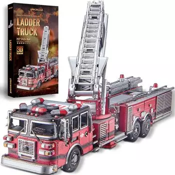 Piececool 3D Металлическая пожарная машина с лестницей Металлическая нано 3D сборка без клея 4 звезды сложности для среднего и коллекционного уровня фигурка головоломка,