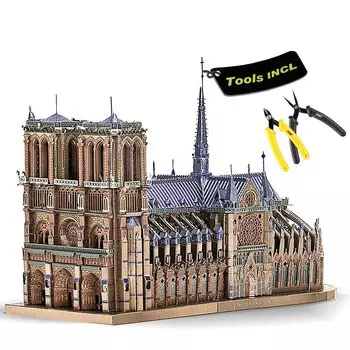 Piececool 3D Notre Dame Metallic Nano Сделано из сборочных инструментов без клея 5 звезд сложности для коллекционной фигурки головоломки, собора/набора инструментов, головоломки,