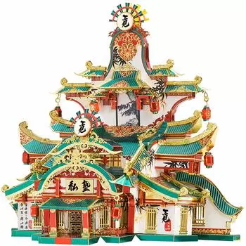 Piececool 3D Puzzle Ancient Shoin Building Metallic Nano Puzzle 3D Metal Puzzle Metal Model Assembly Kit Не требуется клей Уровень сложности 3 звезды Для
