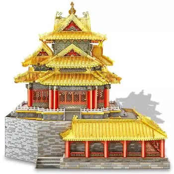 Piececool 3D Puzzle Forbidden City Observation Tower Building Metallic Nano Puzzle 3D Metal Puzzle Metal Model Assembly Kit No Glue Required 3 Star