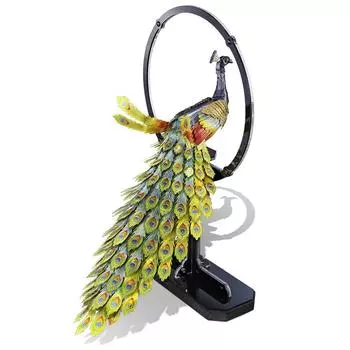Piececool 3D Puzzle Peacock Animal Metallic Nano Puzzle 3D Metal Puzzle Metal Model Assembly Kit Не требуется клей Уровень сложности 4 звезды Для