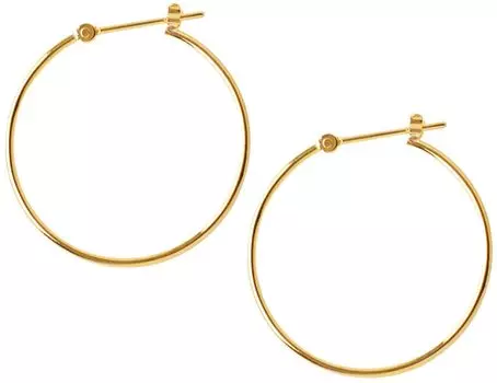 piena K18 Gold Bullion Hoop Earrings Simple Ring 25mm Толщина Женские (Диаметр 1мм) золотой