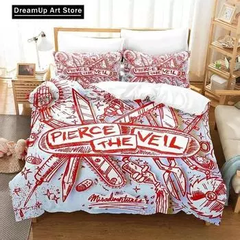 Pierce the veil Bedding Set Single Twin Full Queen King Size Bed Set Aldult Boys Bedroom Duvet cover Sets 3D Anime Bed Sheet Set EU Single 90x200cm