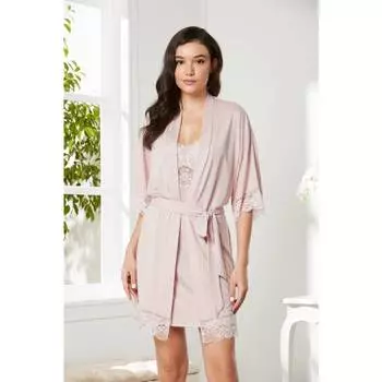 Pierre Cardin Lacy Ночная рубашка из чесаного хлопка Халат Пудра