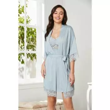 Pierre Cardin Lacy Ночная сорочка из чесаного хлопка Туалетный халат Туман