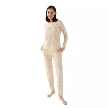 Pierre Cardin Женский пижамный комплект из 100% хлопка с круглым вырезом и длинными рукавами