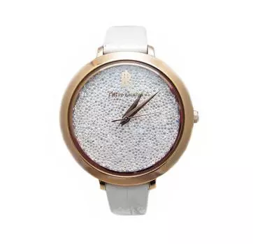 Pierre Lannier Watch Crystal Watch Leather Belt P097M900 Imported Pink Gold White Belt [Pierre Lannier] Women s [Regular Product]