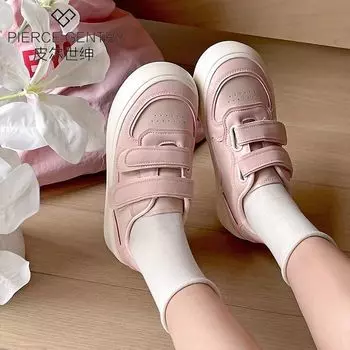 Pierre Shi Shen универсальные белые туфли на липучке для женщин, новая весенне-летняя легкая универсальная повседневная спортивная обувь 35 розовый