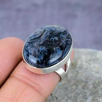 Pietersite Gemstone Handmade 925 Sterling Silver Ring Ювелирный подарок для нее Все размеры 4 синий