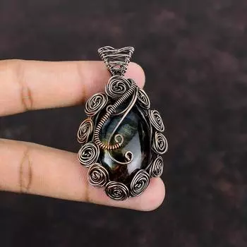 Pietersite Pendant Copper Wire Wrapped Pendant Genuine Birthstone Pendant Handmade Copper Jewelry Wire Wrap Gemstone Jewelry Gift For Mother