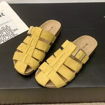 Pig cage shoes for women with one foot, lazy bag head and half slippers, wearing new summer soft-soled sandals 35