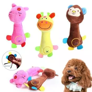 Pig/Monkey/Giraffe Plush Soft Plush Pet Tooth Cleaning Squeak Bite Toys Dog Toy Puppy Chew Squeaker Giraffe