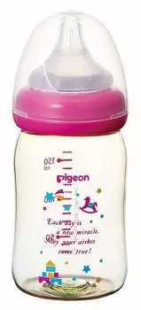 Pigeon Breastfeeding experience детский ящик для игрушек 1 детская бутылочка, которая надежно поддерживает грудное вскармливание с 0 месяцев [пластик 160 мл] бутылка, узор, (х 1)