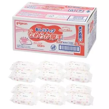 Pigeon Butt Nap Smooth and thick finish with baby oil 768 sheets (64 sheets x 12 packs)