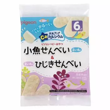 Pigeon Energy Up Calcium Маленькие рыбные крекеры Крекеры Hijiki 8 пакетиков каждого вкуса x 4 & (2 сумки)