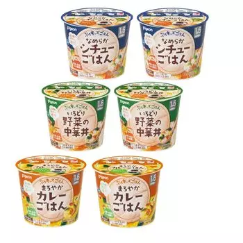 Pigeon Petit Kids Rice 6 порций по 3 шт. Ассорти из набора детского питания, замороженное сухое (2 типа)