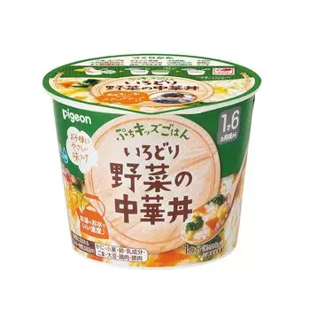 Pigeon Petit Kids Рисовая китайская миска с разноцветными овощами 1 порция Для детей от 1 года и 6 месяцев