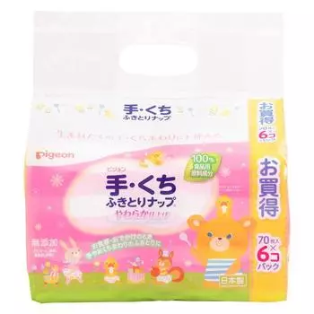 Pigeon Wipe Nap 420 sheets sheets x Pigeon Friends [Touch Wipe] Hand/Bout (70 6P) белый