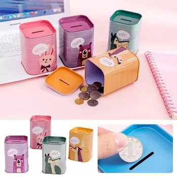 Piggy Bank Saving Money Box Money Box Cartoon Coin Rectangular Boxes Pen Coin Storage Counter Holder Cute Bank Metal A9d0