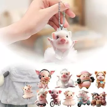 Piglet Shape Piglet Key Chain Acrylic Backpack Decoration Car Interior Pendant Home Decoration Style C