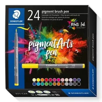 Пигментная ручка-кисть Staedtler 24 цвета 1 набор 371 C24 на водной основе