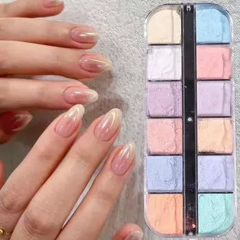 Пигментная Зеркальная Пыль для ногтей Пудра Fairy Dust Пигмент для ногтей Пыль Sweet Nail Glitter Women 12Grids